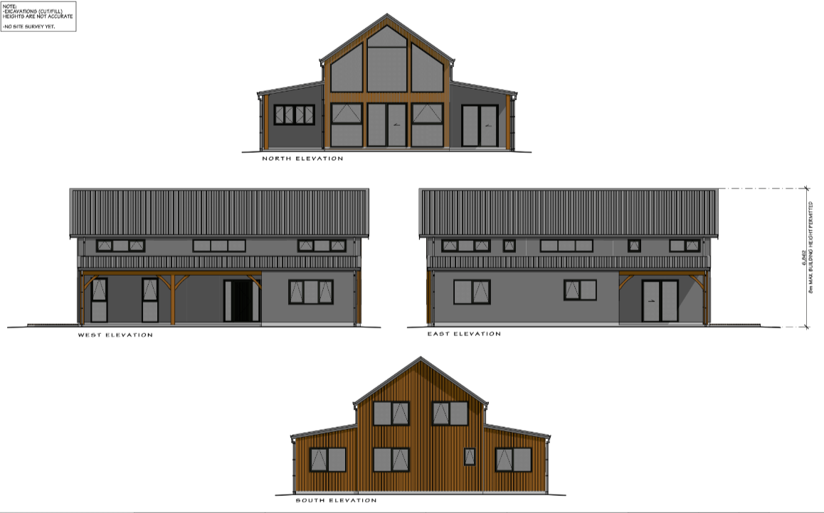 Post and beam barn home with luxury kitchen and two-storey living