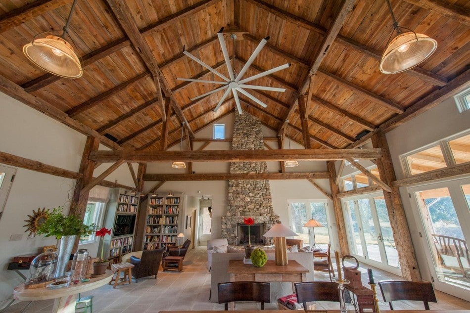 Contemporary barn home featuring Macrocarpa wood