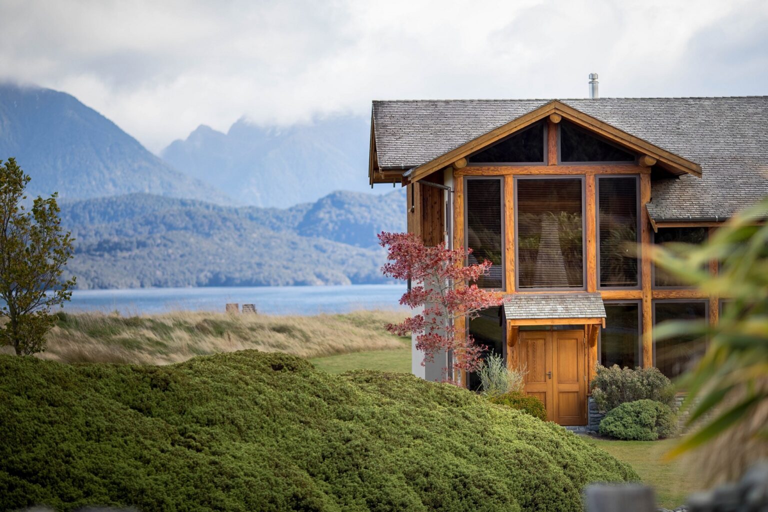 Premium Douglas-fir timber framing at the Fiordland Lodge