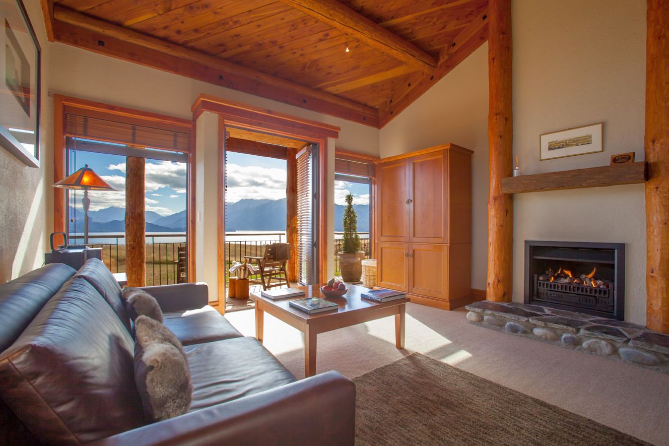 Natural finish New Zealand Douglas-fir timber featured in luxury lodge
